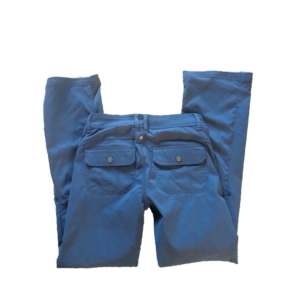 prAna Cargo Pants Womens 2 Low Rise Outdoor Hiking Straight Leg Stretch Blue